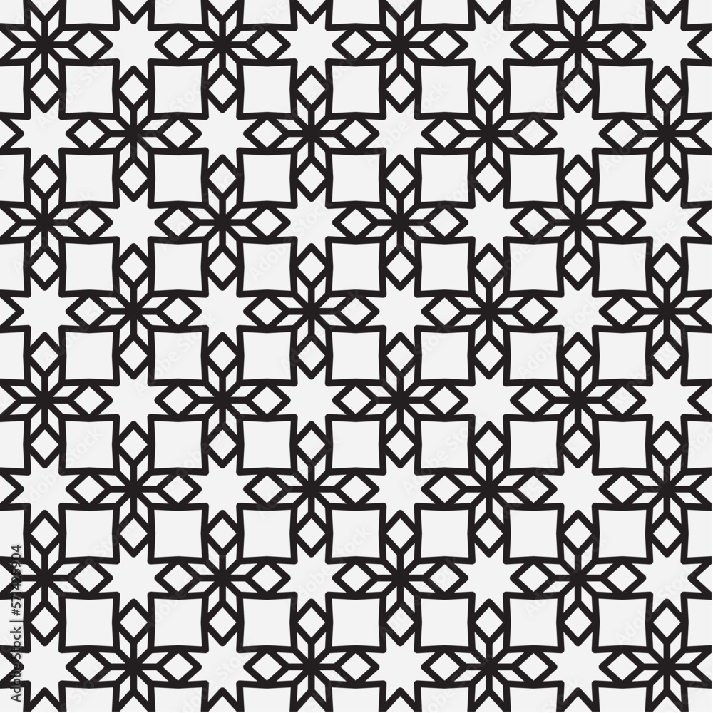 Seamless Black Islamic Geometric Pattern on White Background Vector