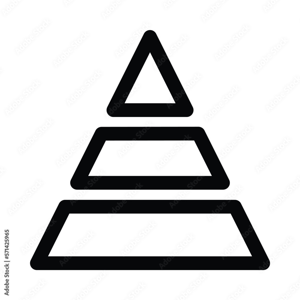 A triangular or pyramid-shaped chart icon to represent data A triangular or pyramid-shaped chart icon to represent data