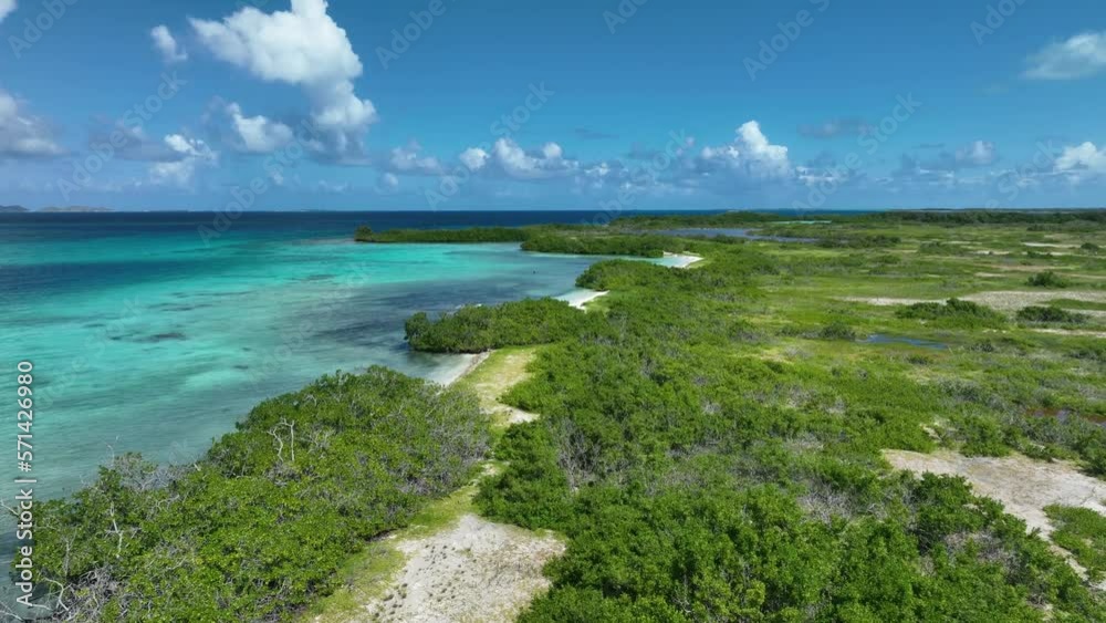 Aerial view of coastline of Crasky also known as Crasqui island in Los Roques Archipelago. Venezuela. Aerial view of coastline of Crasky also known as Crasqui island in Los Roques Archipelago. Venezuela.
