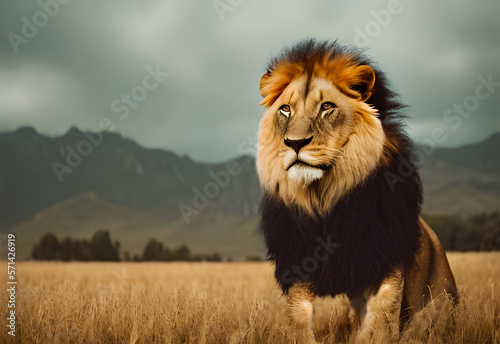 Lion king isolated   Portrait Wildlife animal   generative ai