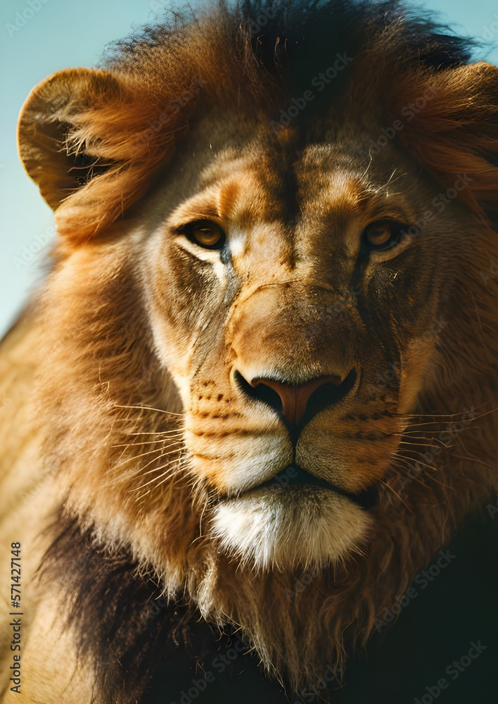 Lion king isolated , Portrait Wildlife animal , generative ai Lion king isolated , Portrait Wildlife animal , generative ai