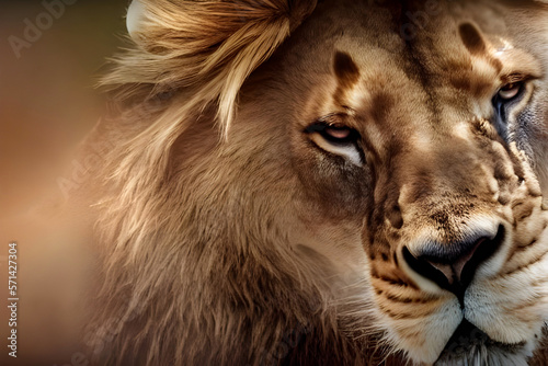 Lion king isolated   Portrait Wildlife animal   generative ai