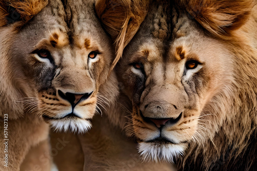 Lion family  love   Wildlife animals   generative ai