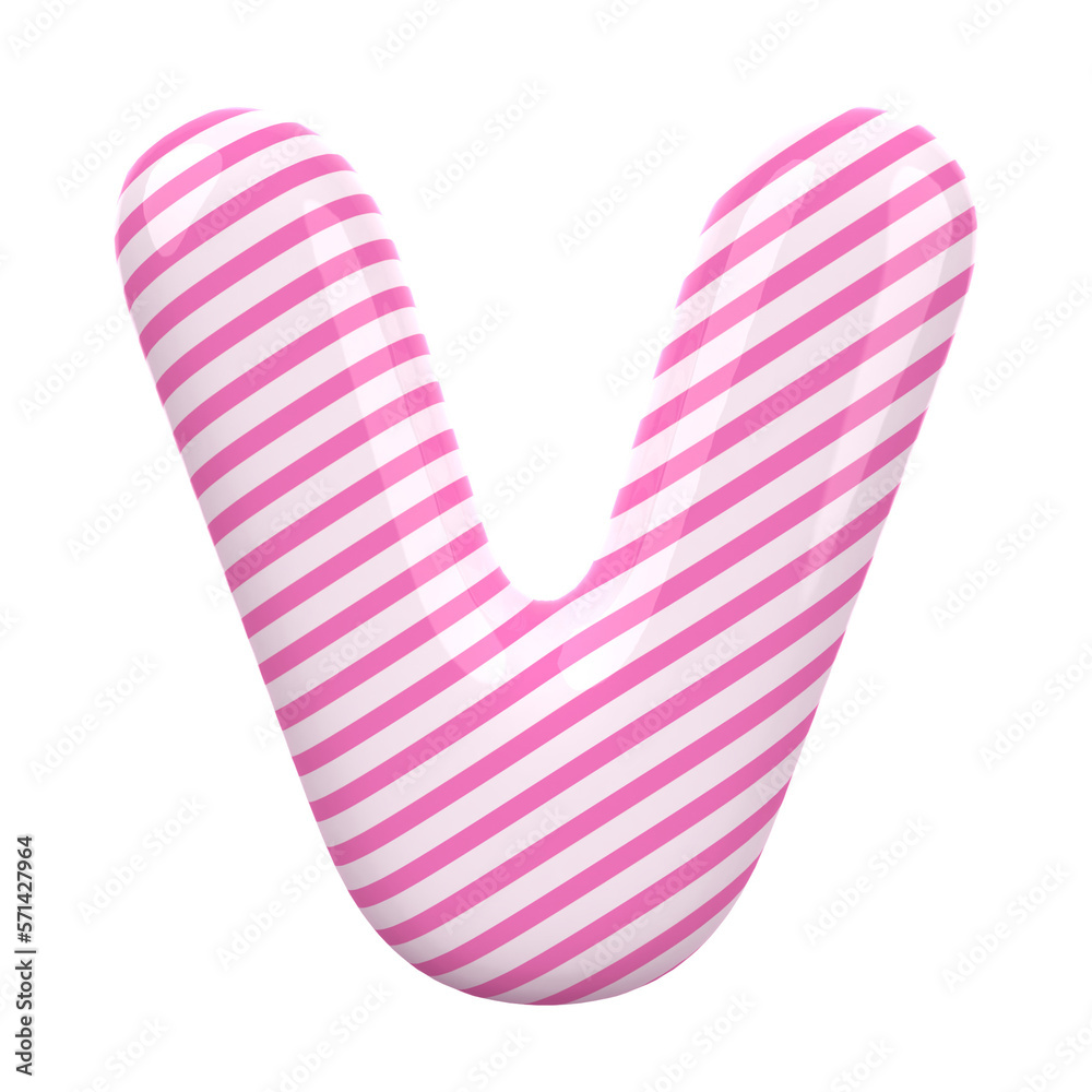 Letter V Stripes Balloon Alphabet Pink With Generative AI