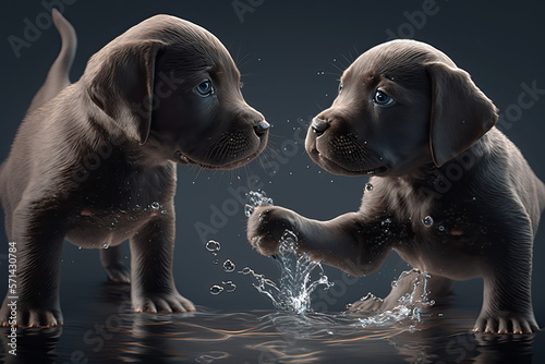 Two adorable, playful, friendly Labrador retriever, Labs, puppies, dog breed. Puppy eyes, cute, friendly, fun