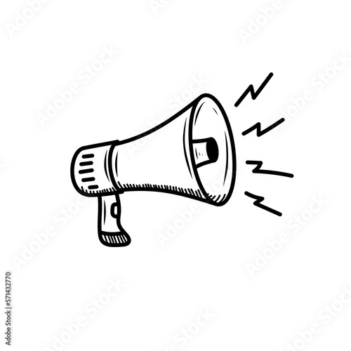 Megaphone vector illustration in cute doodle style isolated on white background