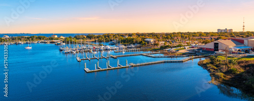 Bilde på lerret Bayou Chico Marina and Basin with views of moored boats, yachts, Brent Island, B