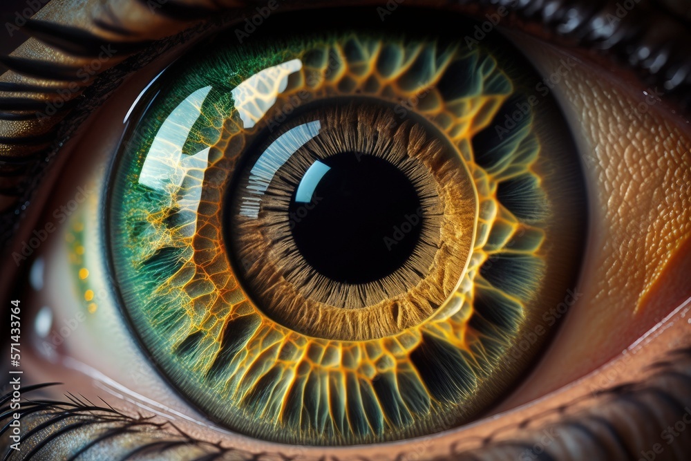 wonderful macro photo of the eyes. Generative AI