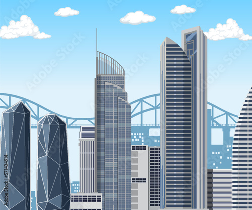 Urban landscape with high skyscrapers Gold Coast Australia