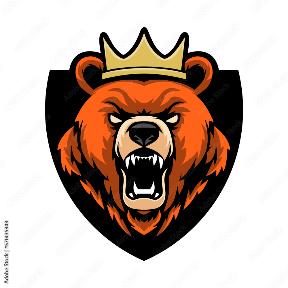 Vector mascot bear wearing crown for logo design template or print t shirt Vector mascot bear wearing crown for logo design template or print t shirt