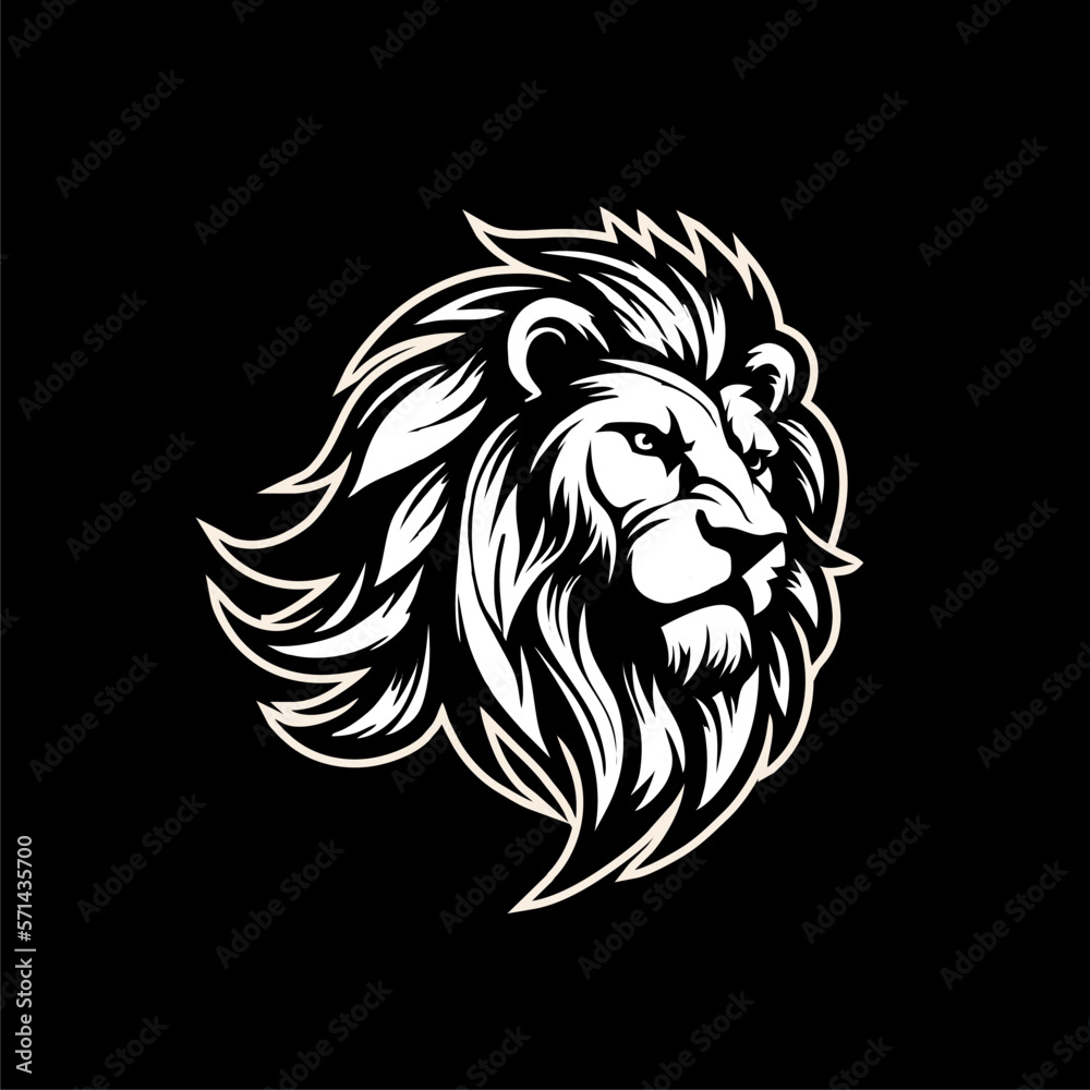 Vector of lion head logo design template with monochrome and vintage style for sport or gaming