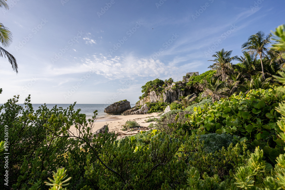 The ruins of a beautiful pyramid in the archaeological zone of Tulum in Mexico. The ruins of a beautiful pyramid in the archaeological zone of Tulum in Mexico.