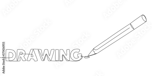 One continuous line of Drawing text written with a pencil, felt tip pen. Thin Line Illustration vector concept. Contour Drawing Creative ideas.