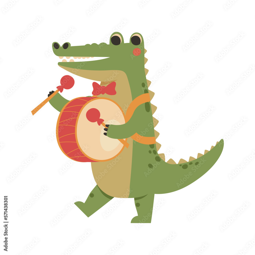 Naklejka premium crocodile with drum