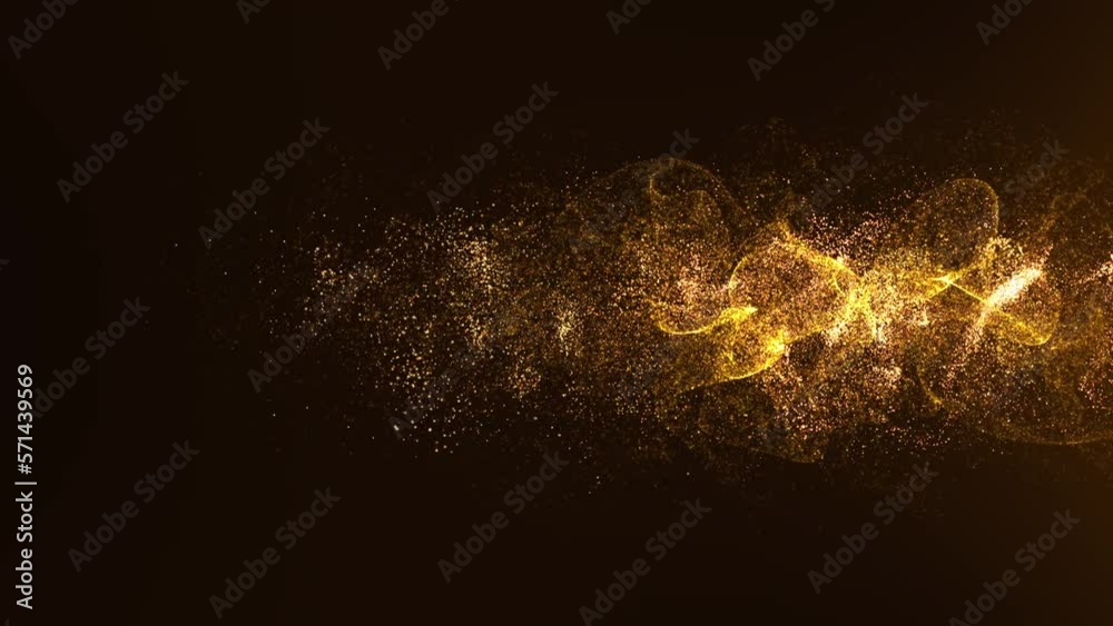 Futuristic abstract de-focus luxurious gold particles flowing in cyber space environment background