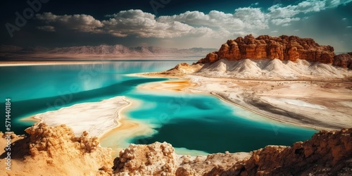 Jordan's Dead Sea. Generative AI photo