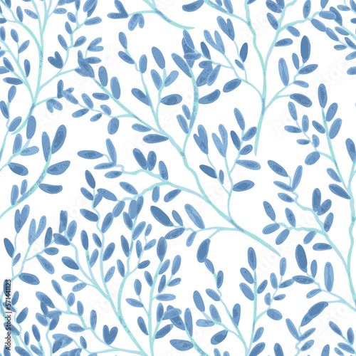 Seamless pattern with hand-drawn doodle cute branches. Vector illustration