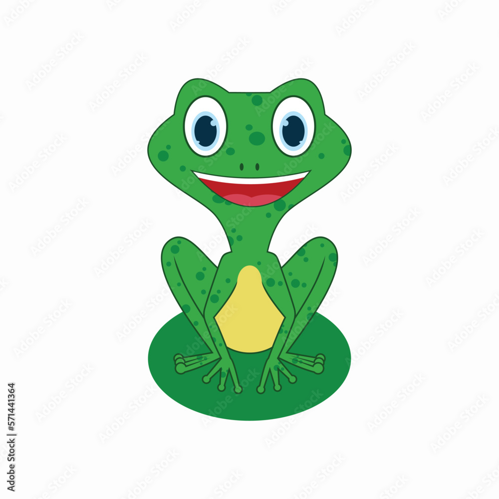 Cute little frog is sitting. isolated on white background. In cartoon style. Vector illustration.s Cute little frog is sitting. isolated on white background. In cartoon style. Vector illustration.s