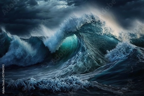 Pacific Ocean waves that are turbulent. Dead cool. Generative AI