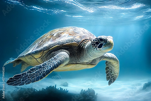 Canvastavla turtle close-up underwater. Generative AI
