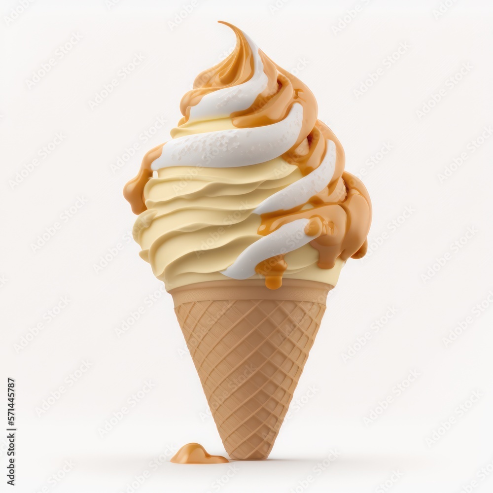 Detailed illustration of a soft serve twisty ice cream cone with