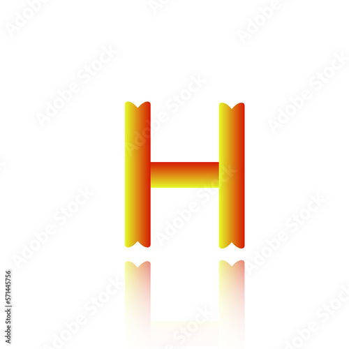 3d illustration blender text alphabet H on a transparent background suitable for design logo symbols