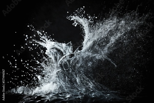 a close up of water spray against a dark background. Generative AI