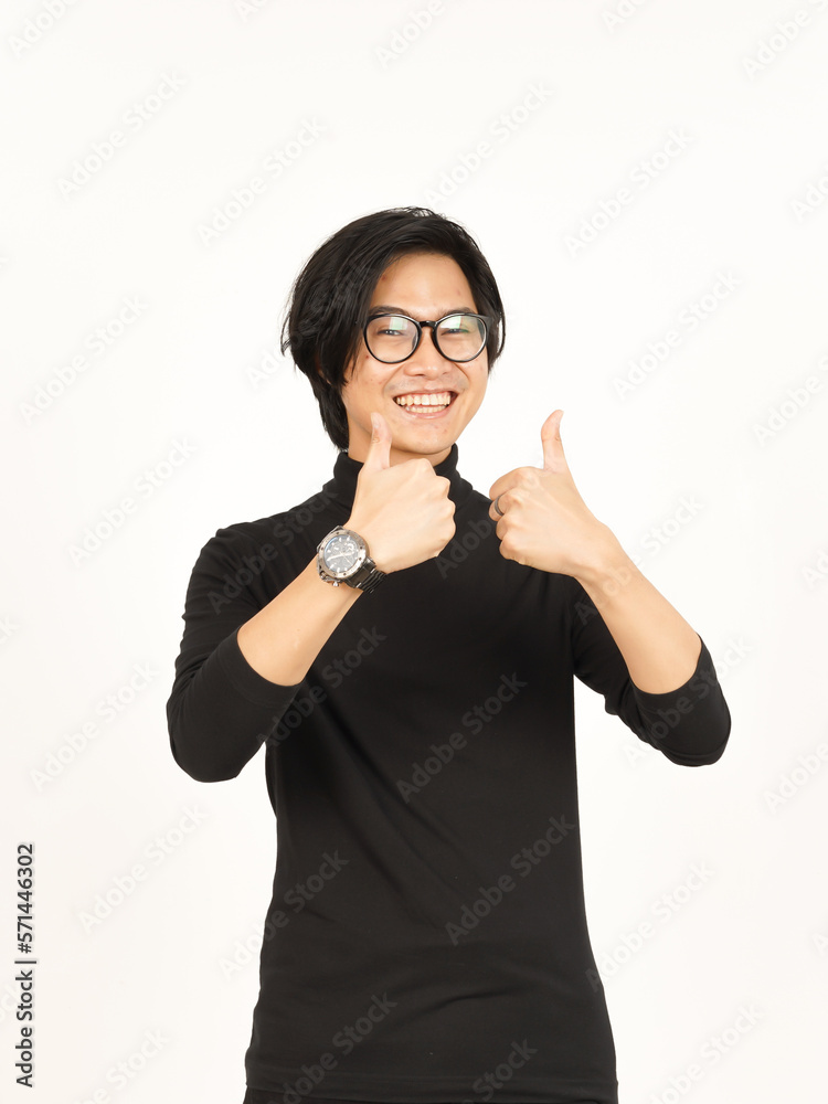 Showing Thumbs Up Of Handsome Asian Man Isolated On White Background Showing Thumbs Up Of Handsome Asian Man Isolated On White Background