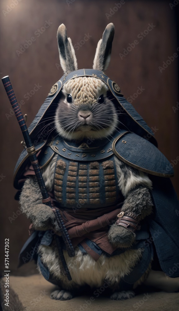 Majestic Animal bunny Shogun in Samurai Armor: A Depiction of Japanese ...