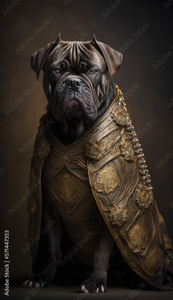 Majestic Animal Cane Corso Shogun in Samurai Armor A Depiction of