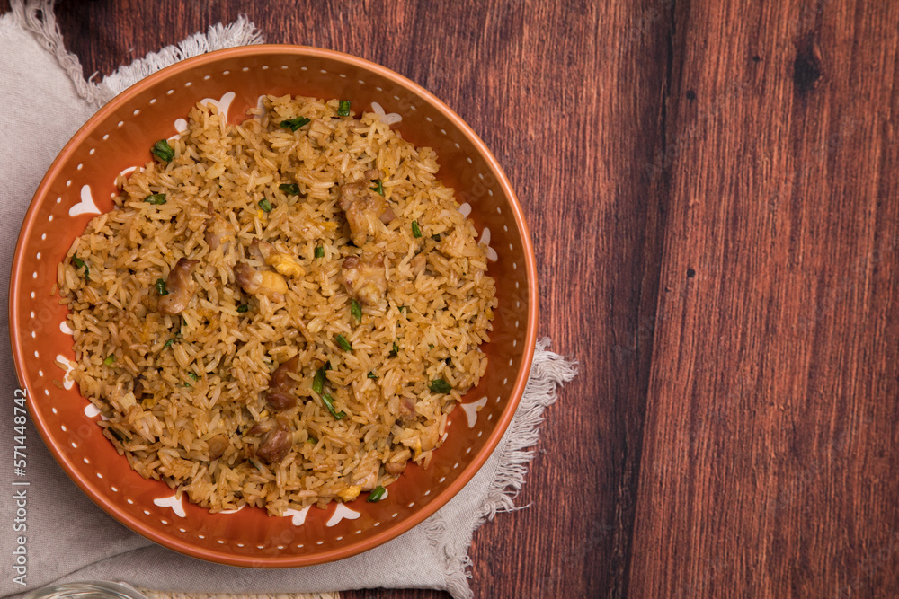 Fried chinese rice peruvian chifa Assorted food plates Peru traditional comfort food buffet table Fried chinese rice peruvian chifa Assorted food plates Peru traditional comfort food buffet table