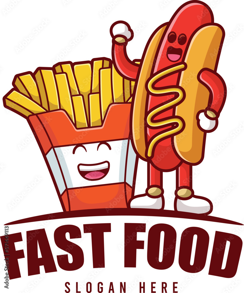 Mascot fast food cartoon vector illustration. fast food icon Stock