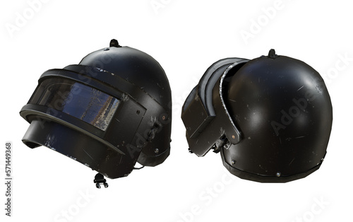 3d rendering combat helmet black perspective view