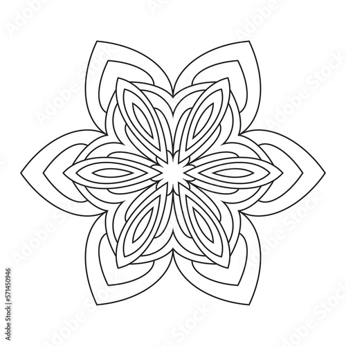 Easy Mandala Flower Design. Elegant Simple mandala page intricate lines patterns wall art  invitations  branding   designs  basic mandalas Coloring Book  adults  seniors  beginners