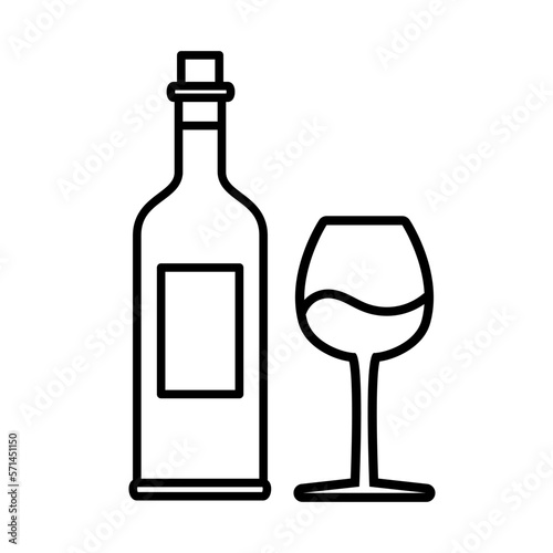 Simple And Clean Bottle And Glass Icon Outline Vector Illustration