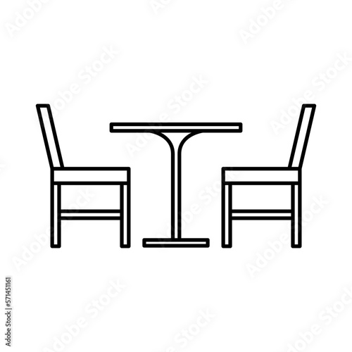 Chair And Table Icon Outline Vector Illustration