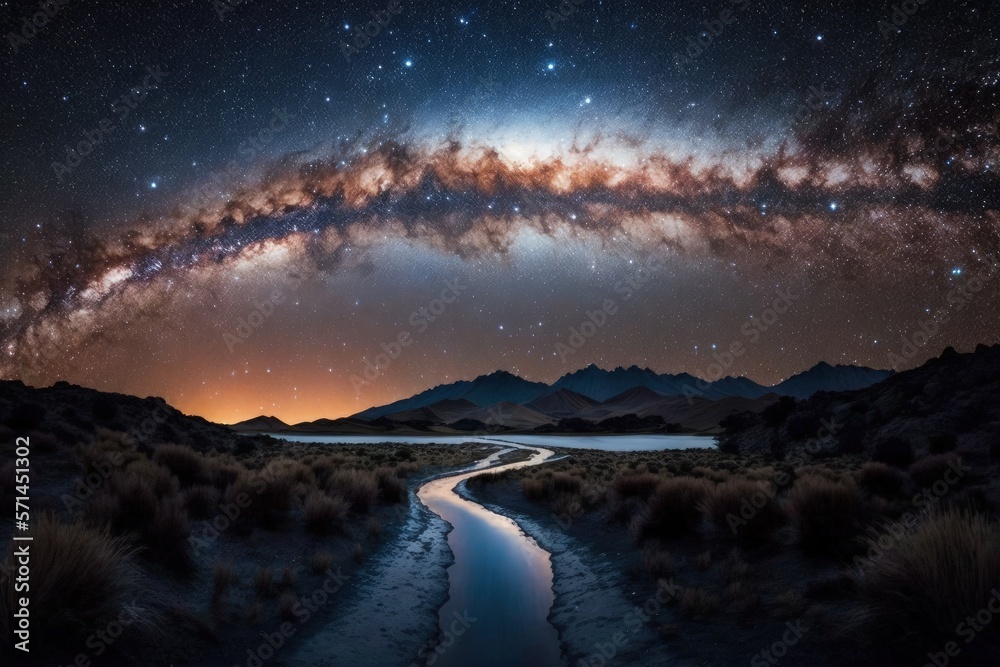 Astrophotography milky way taken in New Zealand. Generative AI
