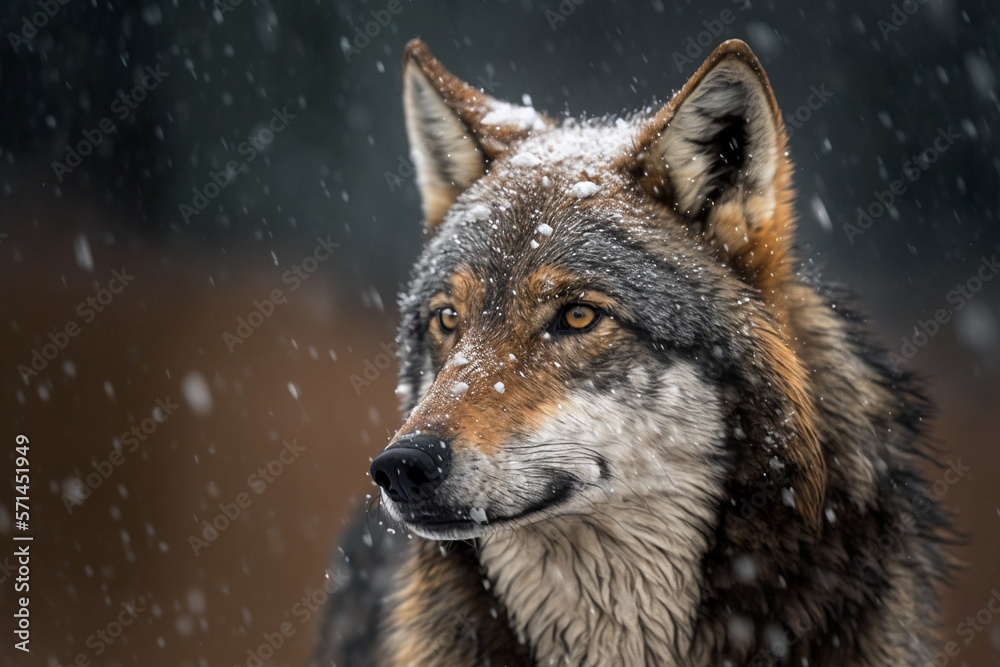 Photo of a grey wolf in the snow Photo of a grey wolf in the snow