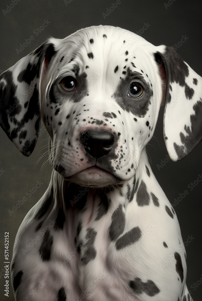Photo portrait of a Dalmatian puppy in studio