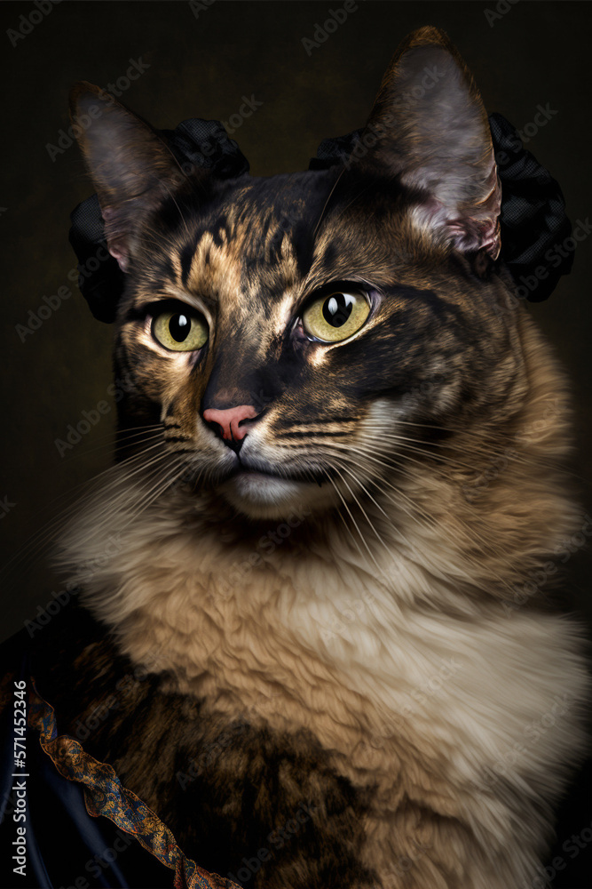 Portrait Photo of a Tortoiseshell Cat