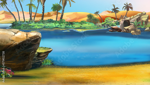 Oasis in the desert illustration