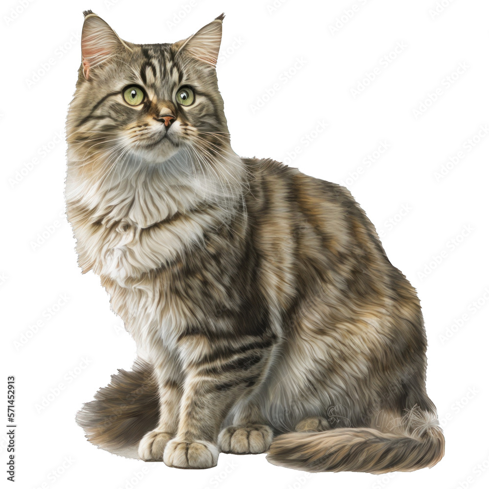 Animal American Bobtail cat Design Elements Isolated Transparent Background: Graphic Masterpiece, Clear Alpha Channel for Overlays Web Design, Digital Art, PNG Image Format (generative AI