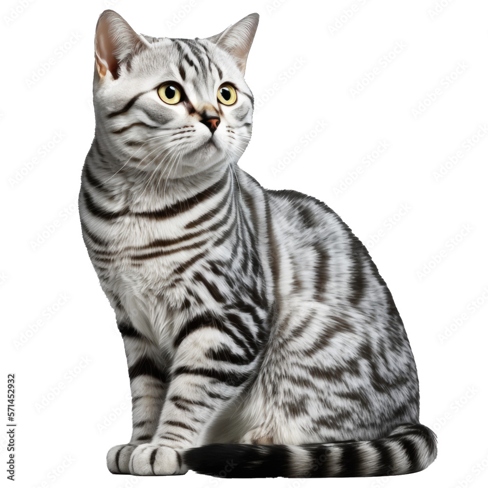 Animal American Shorthair cat Design Elements Isolated Transparent Background: Graphic Masterpiece, Clear Alpha Channel for Overlays Web Design, Digital Art, PNG Image Format (generative AI