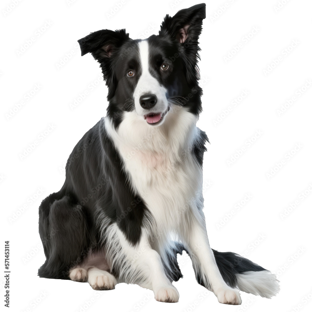Animal Border Collie dog Design Elements Isolated Transparent Background: Graphic Masterpiece, Clear Alpha Channel for Overlays Web Design, Digital Art, PNG Image Format (generative AI