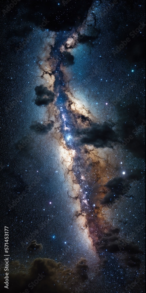 Panorama view universe space shot of milky way galaxy with stars on a night sky background. The Milky Way is the galaxy that contains our Solar System. Generative AI Panorama view universe space shot of milky way galaxy with stars on a night sky background. The Milky Way is the galaxy that contains our Solar System. Generative AI