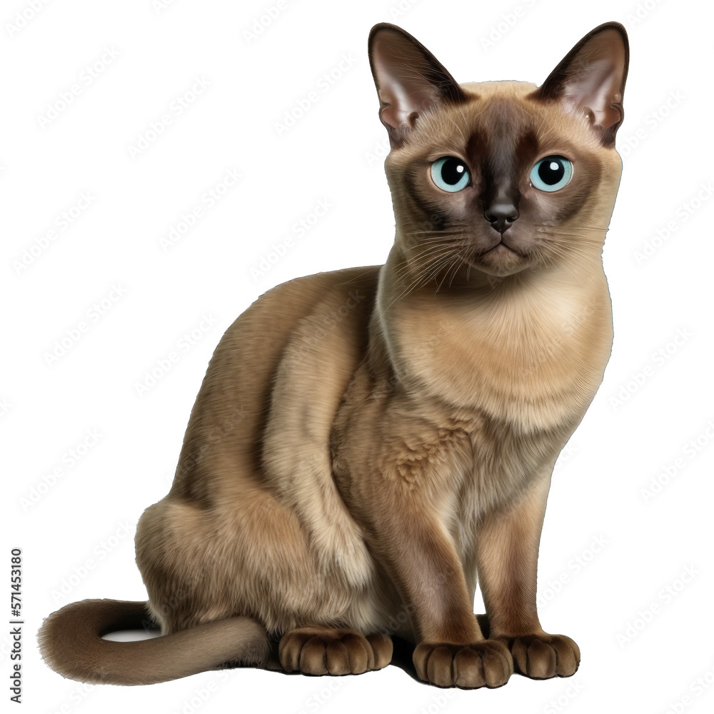 Animal Burmese cat Design Elements Isolated Transparent Background: Graphic Masterpiece, Clear Alpha Channel for Overlays Web Design, Digital Art, PNG Image Format (generative AI