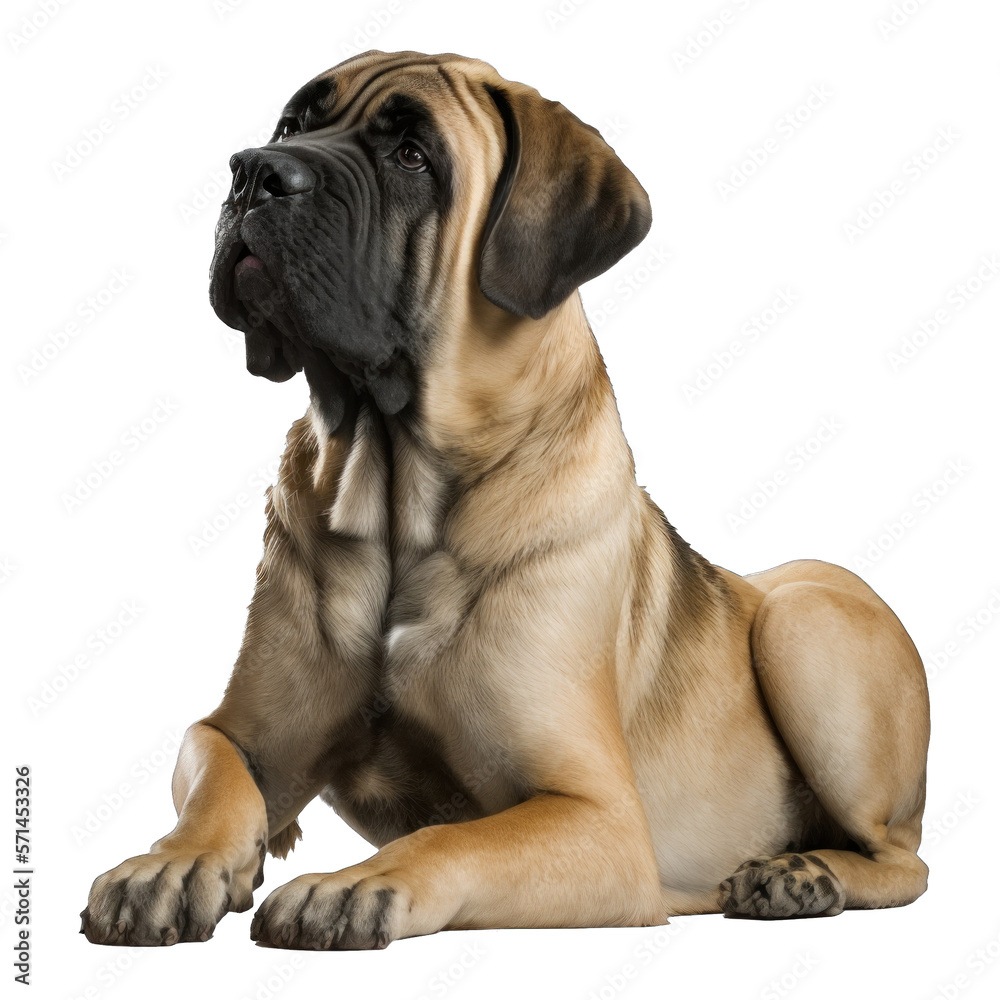 Animal English Mastiff dog Design Elements Isolated Transparent Background: Graphic Masterpiece, Clear Alpha Channel for Overlays Web Design, Digital Art, PNG Image Format (generative AI