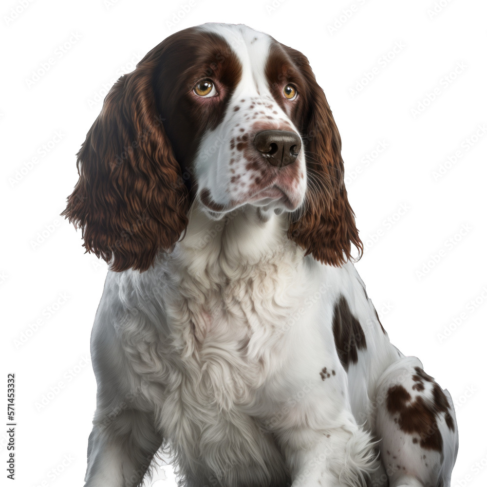 Animal English Springer Spaniel dog Design Elements Isolated Transparent Background: Graphic Masterpiece, Clear Alpha Channel for Overlays Web Design, Digital Art, PNG Image Format (generative AI