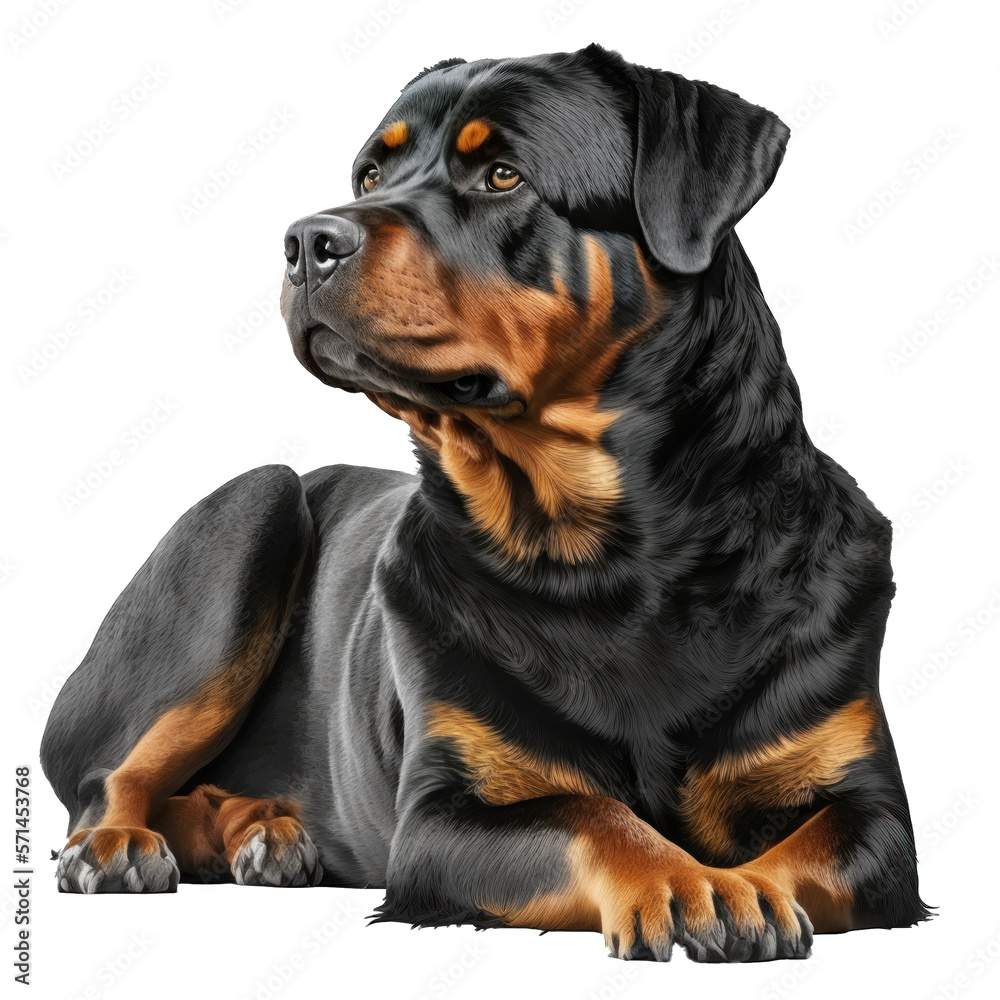 Animal Rottweiler dog Design Elements Isolated Transparent Background: Graphic Masterpiece, Clear Alpha Channel for Overlays Web Design, Digital Art, PNG Image Format (generative AI