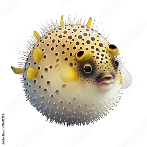 Animal pufferfish Design Elements Isolated Transparent Background: Graphic Masterpiece, Clear Alpha Channel for Overlays Web Design, Digital Art, PNG Image Format (generative AI